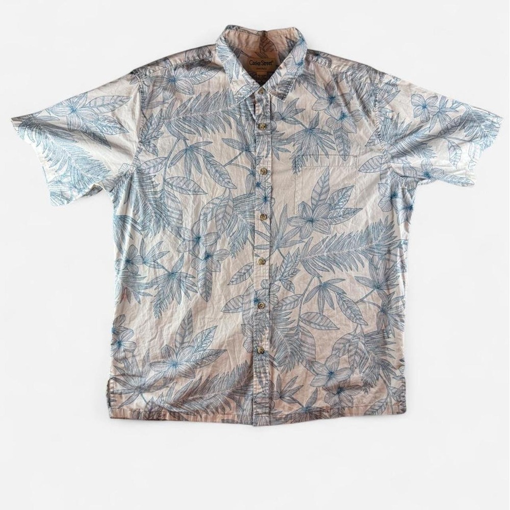 Cooke Street Honolulu Hawaiian Aloha Shirt Blue Floral Tropical XL